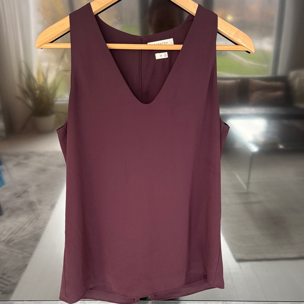 Babaton Deep Burgundy Sleeveless Blouse